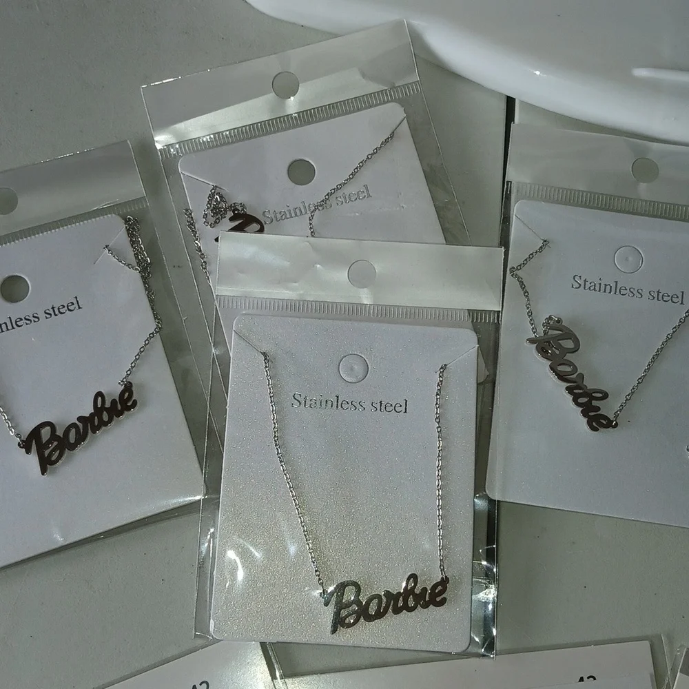 Barbie Stainless Steel Necklace And‎ Earring Lot. / Stickers